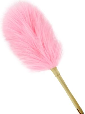 Lambswool Duster 16'' Length Solid Wooden Handle Leather Hang Strap for Cleaning Ceiling Fans Window Blinds Computer Furniture Figurines TV Natural Feather Duster,Pink