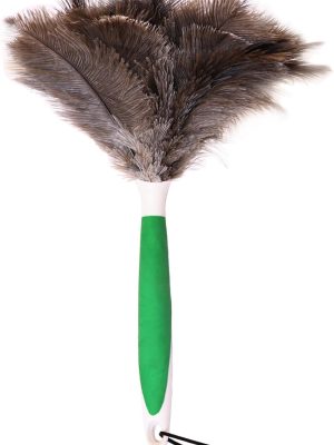 Genuine Ostrich Feather Duster 16 Inch Reusable Fluffy Soft Car Blind Baseboard Cleaner Handheld Dust Brush Washable for Home Office Cleaning Supplies