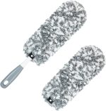 Lint Free Microfiber Duster with an Extra Washable and Reusable Duster Head, Dusters for Household Cleaning，Gray