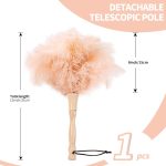 Ostrich Feather Duster 12 Inch Feather Duster Fluffy Natural Ostrich Feathers with Wooden Handle Ostrich Feather Duster for Cleaning Supplies(Champagne)