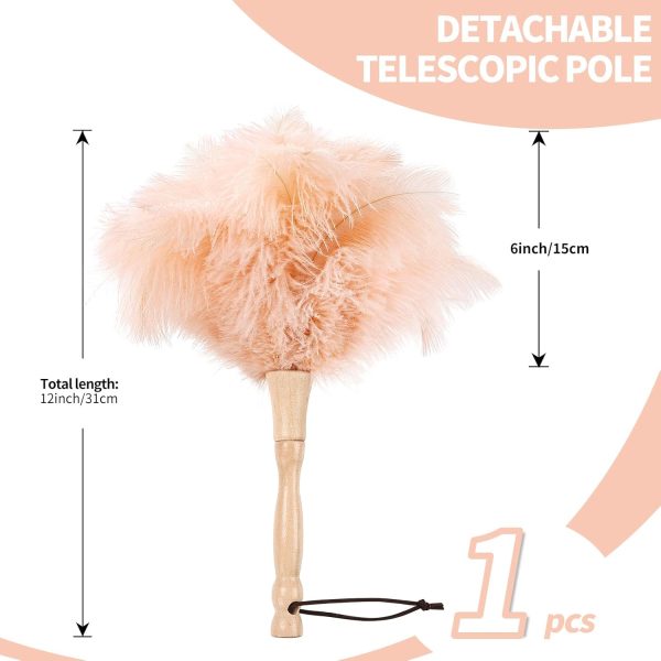 Ostrich Feather Duster 12 Inch Feather Duster Fluffy Natural Ostrich Feathers with Wooden Handle Ostrich Feather Duster for Cleaning Supplies(Champagne)