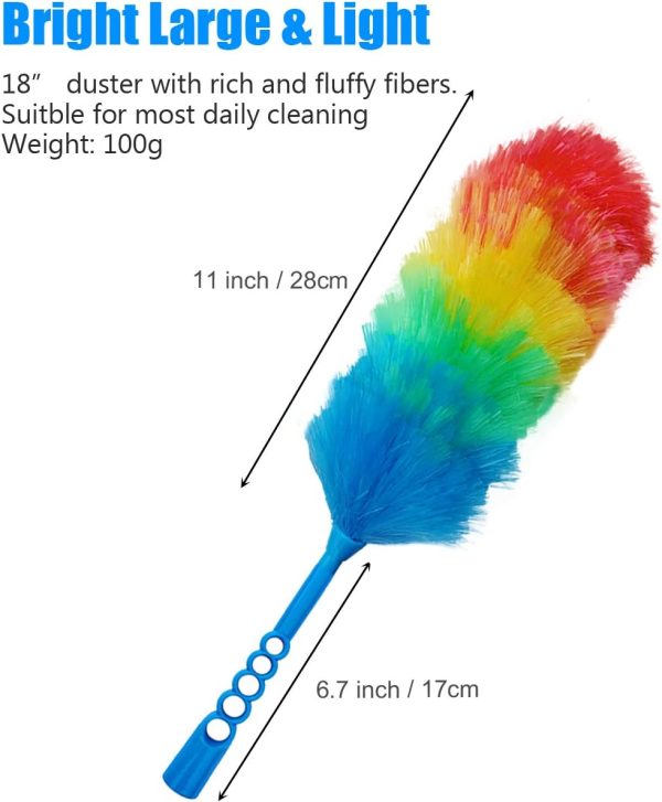 3 Pack Upgrade 19”  Static Feather Duster with Beandable and Washable Head - More Fibers Bigger Head Less Loss of Fiber