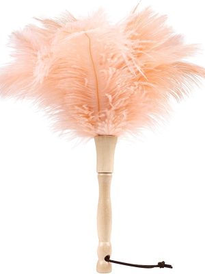 Ostrich Feather Duster 12 Inch Feather Duster Fluffy Natural Ostrich Feathers with Wooden Handle Ostrich Feather Duster for Cleaning Supplies(Champagne)