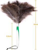 Genuine Ostrich Feather Duster 16 Inch Reusable Fluffy Soft Car Blind Baseboard Cleaner Handheld Dust Brush Washable for Home Office Cleaning Supplies