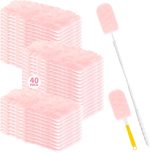 40 Count Heavy Duty Dusters Refills 360°, Disposable Dusters Kit Compatitable with  Handles, Multisurface 360° Dusters+1 Extended Handle +1 Handle (Pink)