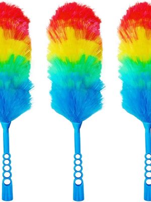 3 Pack Upgrade 19”  Static Feather Duster with Beandable and Washable Head - More Fibers Bigger Head Less Loss of Fiber