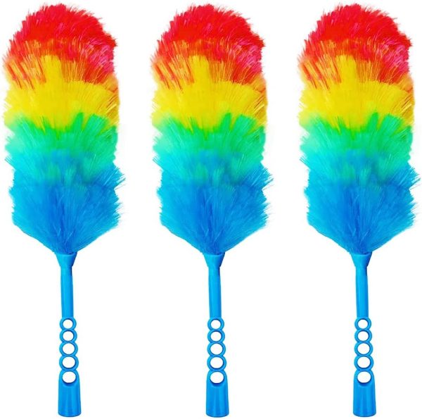 3 Pack Upgrade 19”  Static Feather Duster with Beandable and Washable Head - More Fibers Bigger Head Less Loss of Fiber