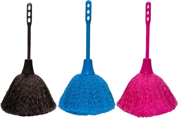 3 Pack Microfiber Delicate Duster,Comfortable Non Slip Handle, 3 Colour Washable Dusting Brush for Blinds Kitchen Keyboard Office
