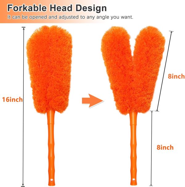 16 inch Microfiber Duster, Feather Dusters for Cleaning with Washable Microfiber Head, Handheld Duster, Dusting Wand Cleaning Tool for Office, Car, Window, Furniture