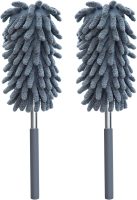 2 Pack Microfiber Duster for Cleaning, Washable Dusters, Extendable Pole, Up to 30 Inch Reachable, Wet and Dry Use Cleaning Tools for Car, Ceiling Fan, Window, Furniture, Office