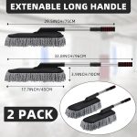 2 Pack Microfiber Car Duster Exterior Scratch Free with Extendable Handle Soft Car Duster Kit for Cleaning Dust Brush Set for Exterior Interior Cleaning Tools (Gray)