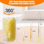 40 Count 360° Heavy Duty Duster Refills Compatible with ,Large Size-Extra Thick Disposable Electrostatic Feather Duster Refill with 1 Retractable Handle(35-inch Length Fully expanded)
