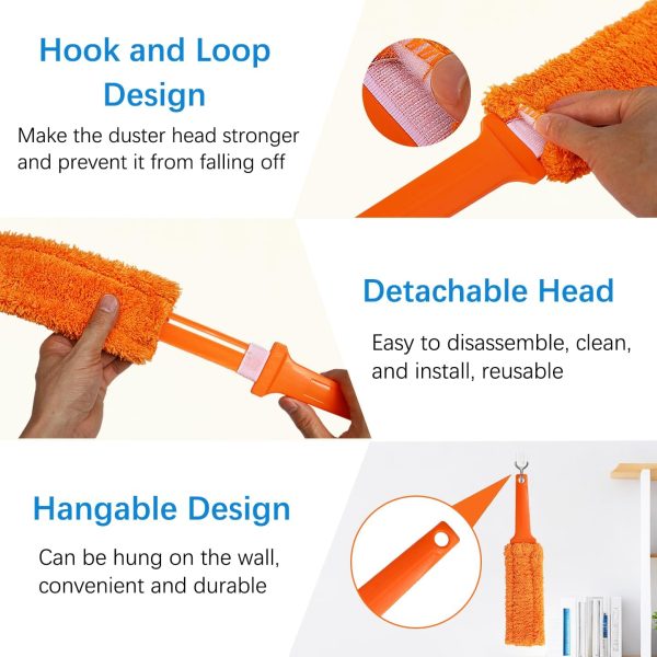 4 Pack 15" Microfiber Feather Duster, Gap Duster, Blind Duster, Hand Duster for Cleaning Gap, Blinds,Furniture,Computers,Keyboards,Car Interiors