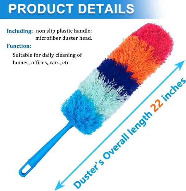 2 Pack 22-Inch  Reusable Microfiber Dusters,Bendable and Washable Feather Duster for Everyday Cleaning in Home, Library, Office, Car, and More