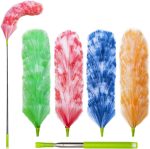 4 Pack Washable Electrostatic Duster, Extendable Pole 25" to 55", Feather Duster for Cleaning, Electrostatic Feather Duster