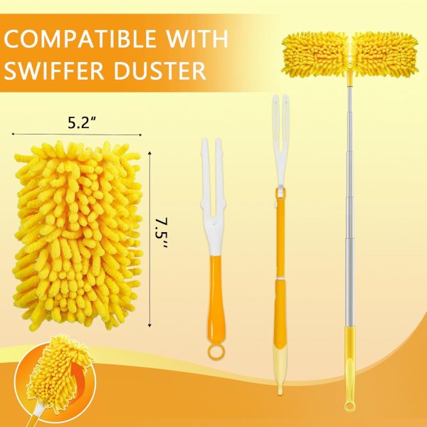 Reusable Duster Refill Compatible with  Hand Duster - 360 Heavy Duty Dusters Refills - Microfiber Ceiling Fan Duster for  Dusters Extended Handle, 4 Pack(Handle is Not Included)