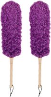 Microfiber Feather Wooden Handle Duster 22 inches Fluffy Fiber Feather Duster Bendable Head Anti-Static Reusable for Household Supplies Cleaning,Purple