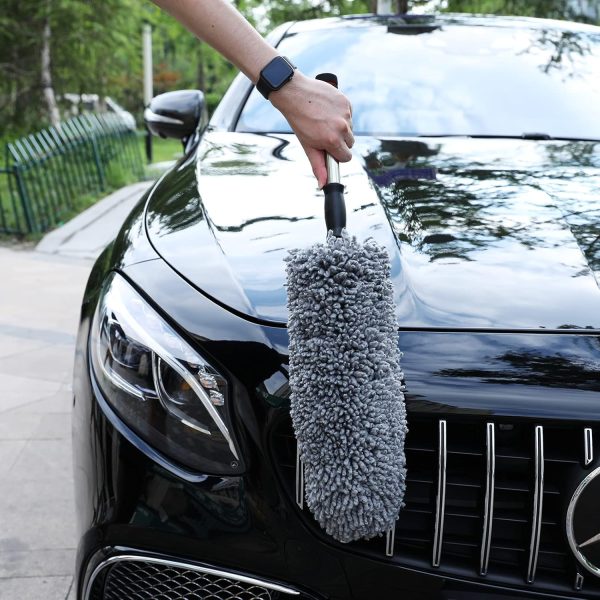Ultimate Car Duster Kit，Best Microfiber Multipurpose Duster,Interior &Exterior Cleaning Tools,Dashboard Detailing Brush,Scratch Lint Free,Pollen Removing,extendable Handle,Tuck,SUV,RV,Set of 4