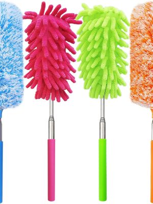 4 Pack 13" to 30" Extendable Feather Duster Kit, Washable Duster Head, Microfiber Duster for Office, Car, Window, Furniture