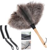 Ostrich Feather Duster - 14 inches Fluffy Handle Reusable Feather Duster 2pcs Cleaning Brush for Cleaning Supplies,Ceiling Fan, Crafts, Blinds, Furniture
