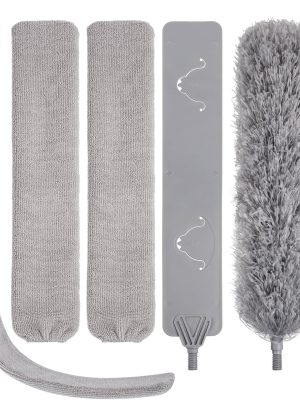 Feather Duster Set (4 Pieces), 30-100 inch Microfiber Retractable Gap Duster for Cleaning Ceilings, Furniture Refrigerators and Under Sofas