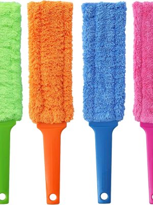 4 Pack 15" Microfiber Feather Duster, Gap Duster, Blind Duster, Hand Duster for Cleaning Gap, Blinds,Furniture,Computers,Keyboards,Car Interiors