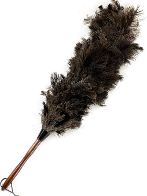 Feather Duster, 24-26 inches Made by Soft Ostrich Feathers. Wooden Handle Great for Cleaning Home, car and Office